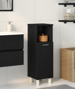 vidaXL Badschrank Schwarz Eiche 30x30x95 cm Holzwerkstoff