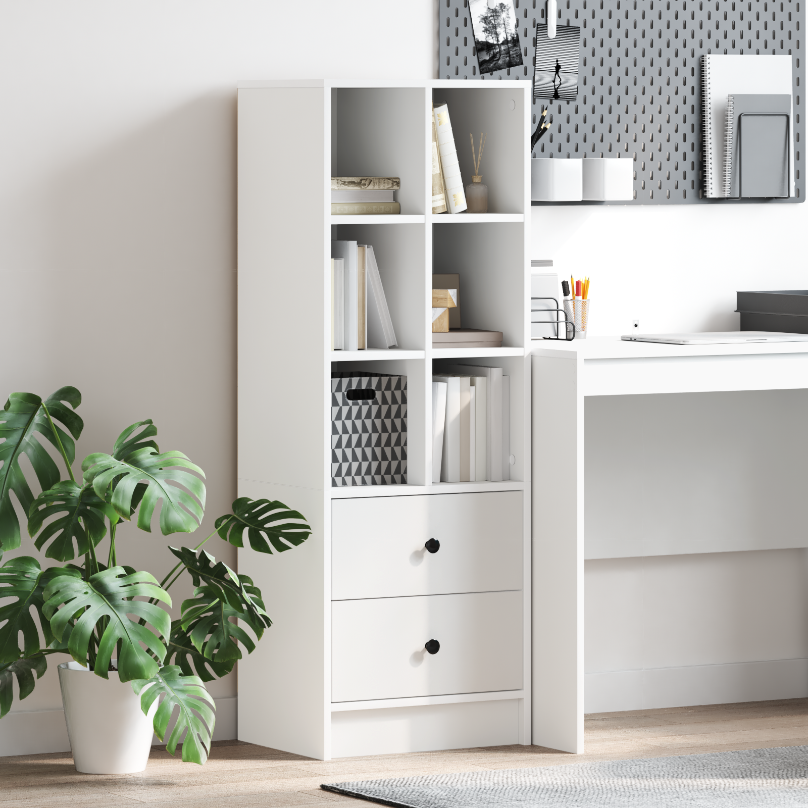 vidaXL Weißes Regalsystem Weiß MDF Standard Weißes Regalsystem