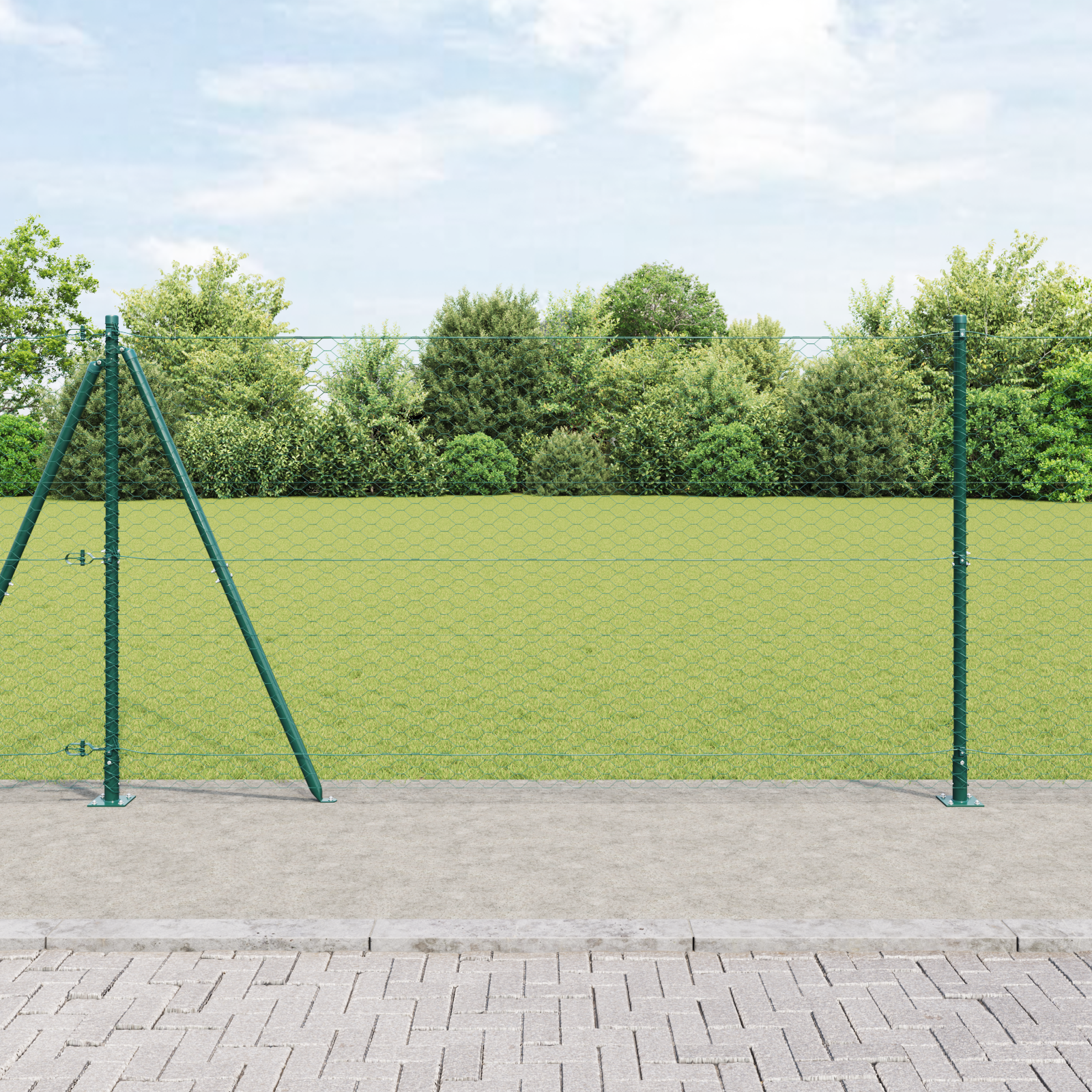 vidaXL Zaunset Set aus 2 Grün Stahl 25 x 1,2 m Langlebig Zaunset