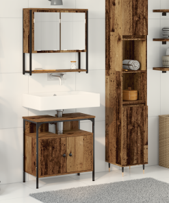 vidaXL Waschbeckenschrank mit Einbaubecken Altholz Holzwerkstoff