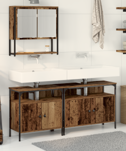 vidaXL Waschbeckenschrank mit Einbaubecken Altholz Holzwerkstoff