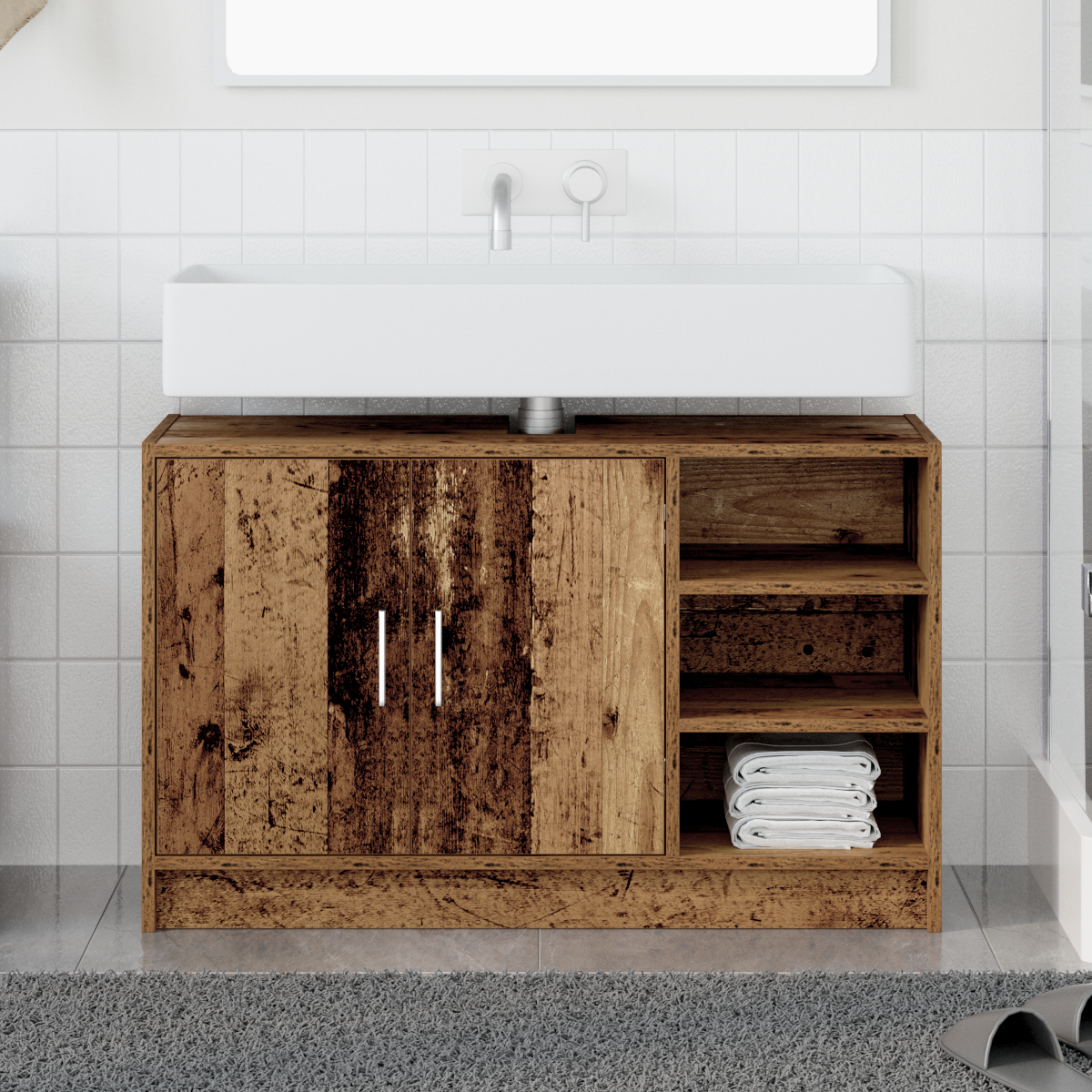 vidaXL Spültischschrank Altes Holz 90x29x55 cm Holzwerkstoff