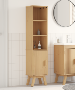 vidaXL Badschrank Braun 35x30x159 cm Massivholz Kiefer