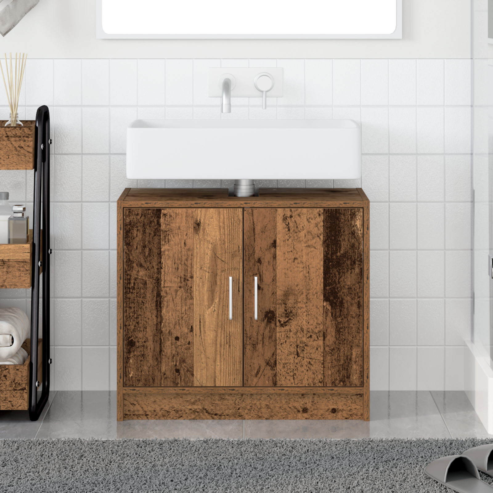 vidaXL Waschbecken-Schränke Altes Holz 63x29x55 cm