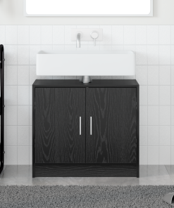 vidaXL Waschschrank schwarzes Eichenholz 63x29x55 cm Holzwerkstoff