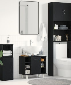 vidaXL Badschrank Schwarz Eiche 60x32x54 cm Holzwerkstoff