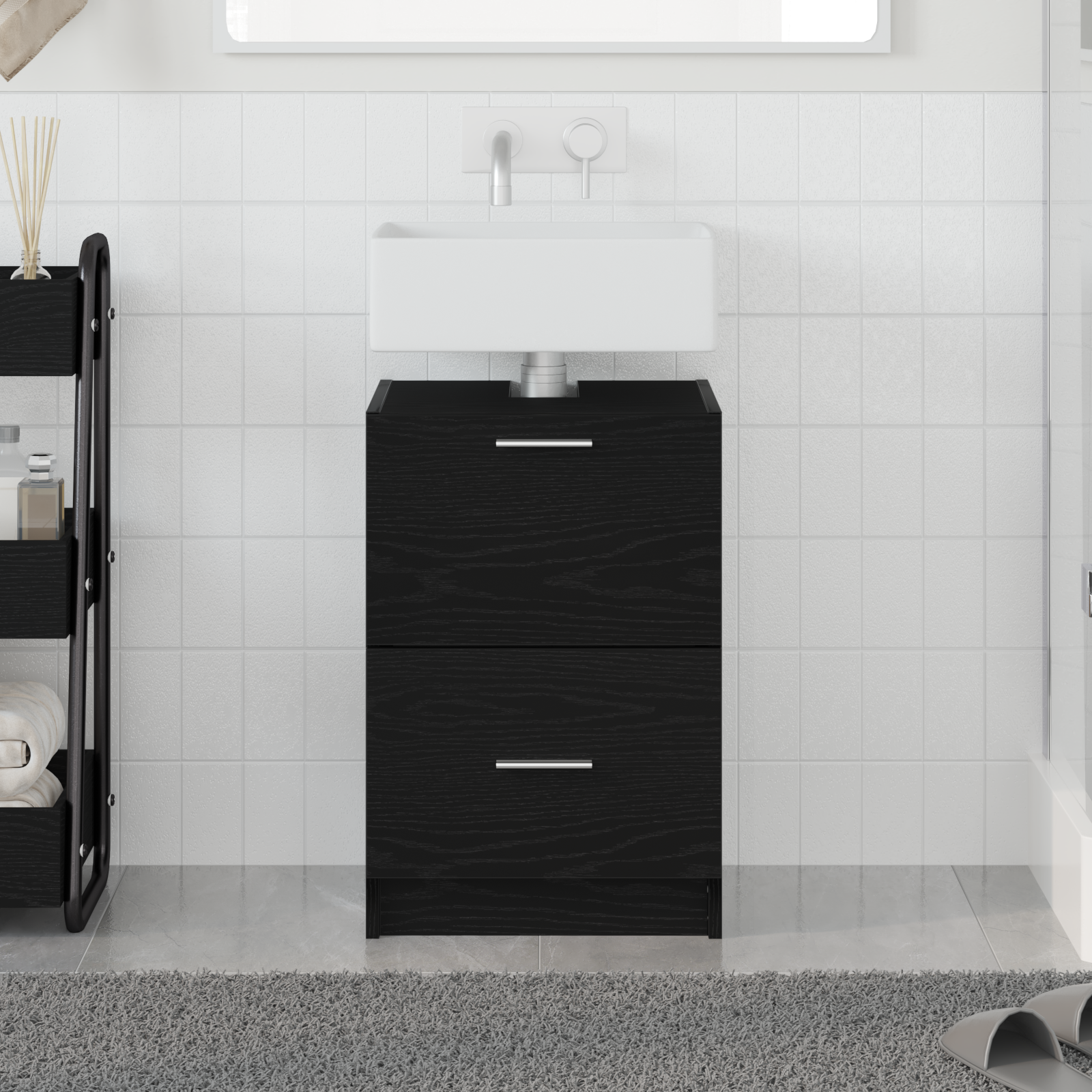 vidaXL Waschbeckenunterschrank Schwarzeiche 40x37x59 cm MDF