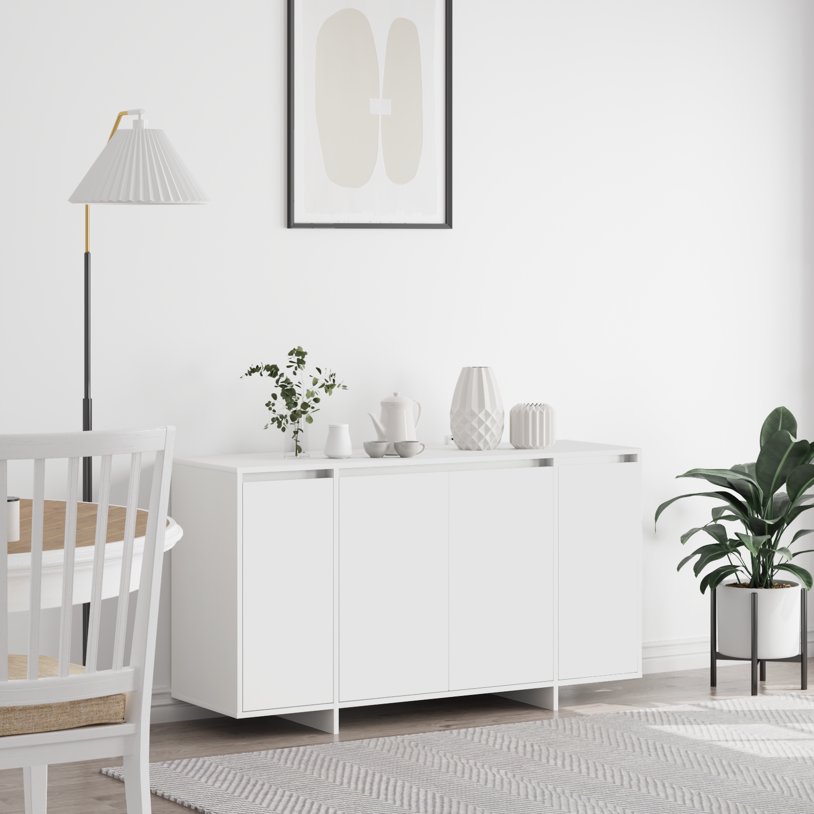 vidaXL Weißes Sideboard Weiß Holz 135 x 41 x 75 cm Weißes Sideboard