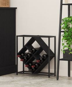 vidaXL Weinregal Schwarz Eiche 51x18x52,5 cm Holzwerkstoff