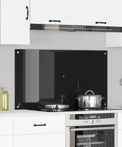 vidaXL Küchenrückwand Schwarz 110x60x0,6 cm Hartglas