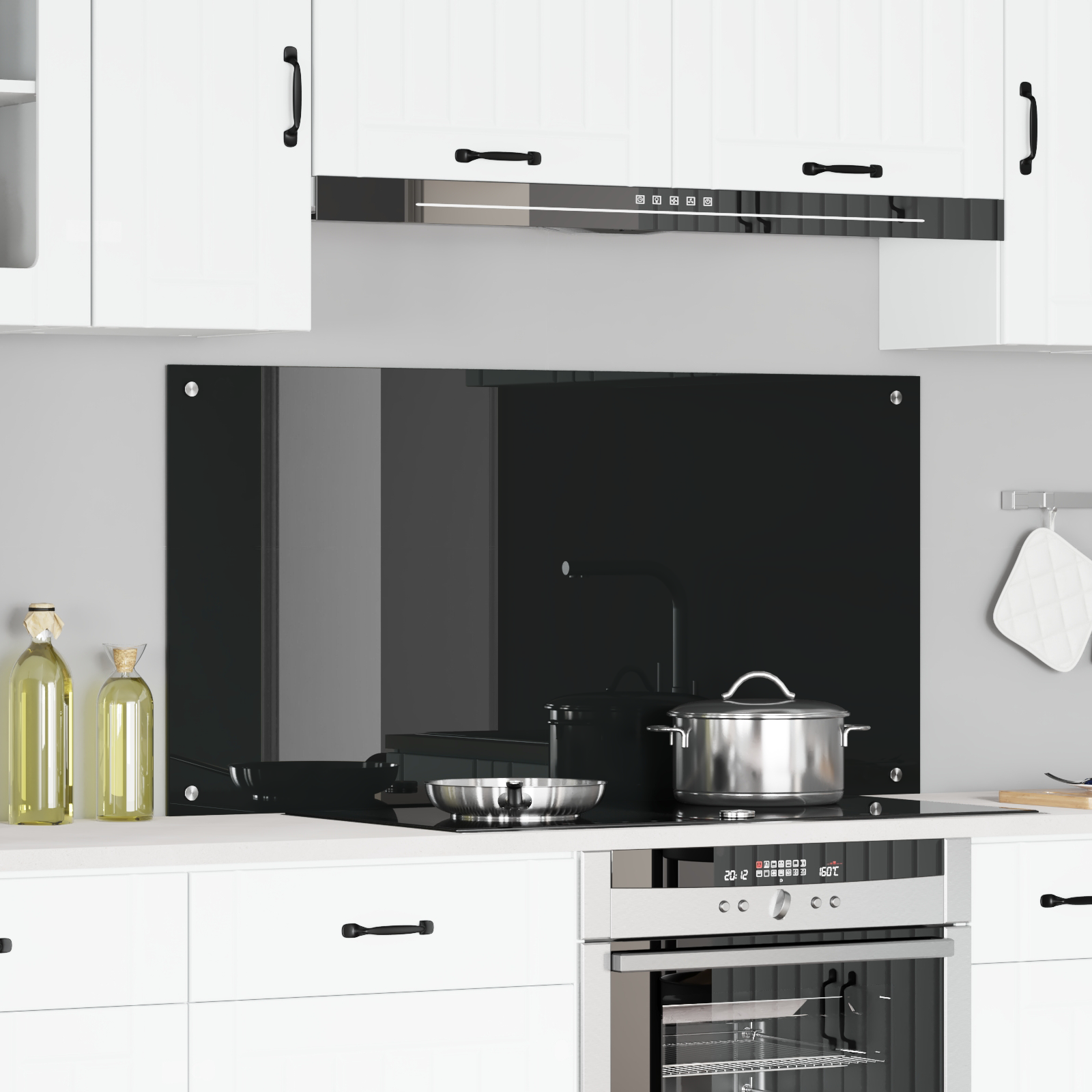 vidaXL Küchenrückwand Schwarz 120x60x0,6 cm Hartglas