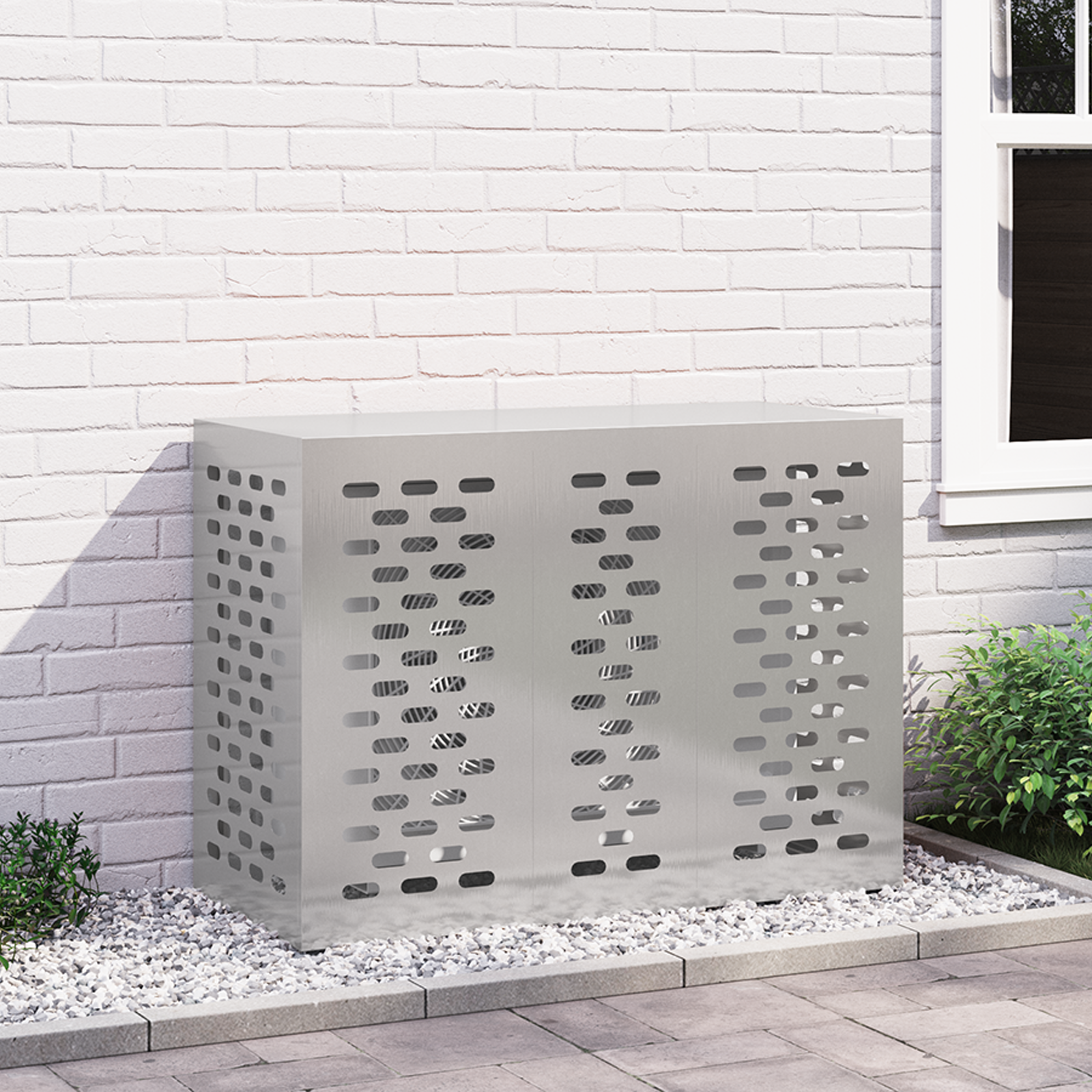 vidaXL Klimaanlagenabdeckung 110x50x80 cm Edelstahl