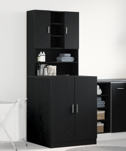 vidaXL Waschmaschinenschränke 2 Stk. Schwarze Eiche 70.5x71.5x181.5 cm Holzwerkstoff