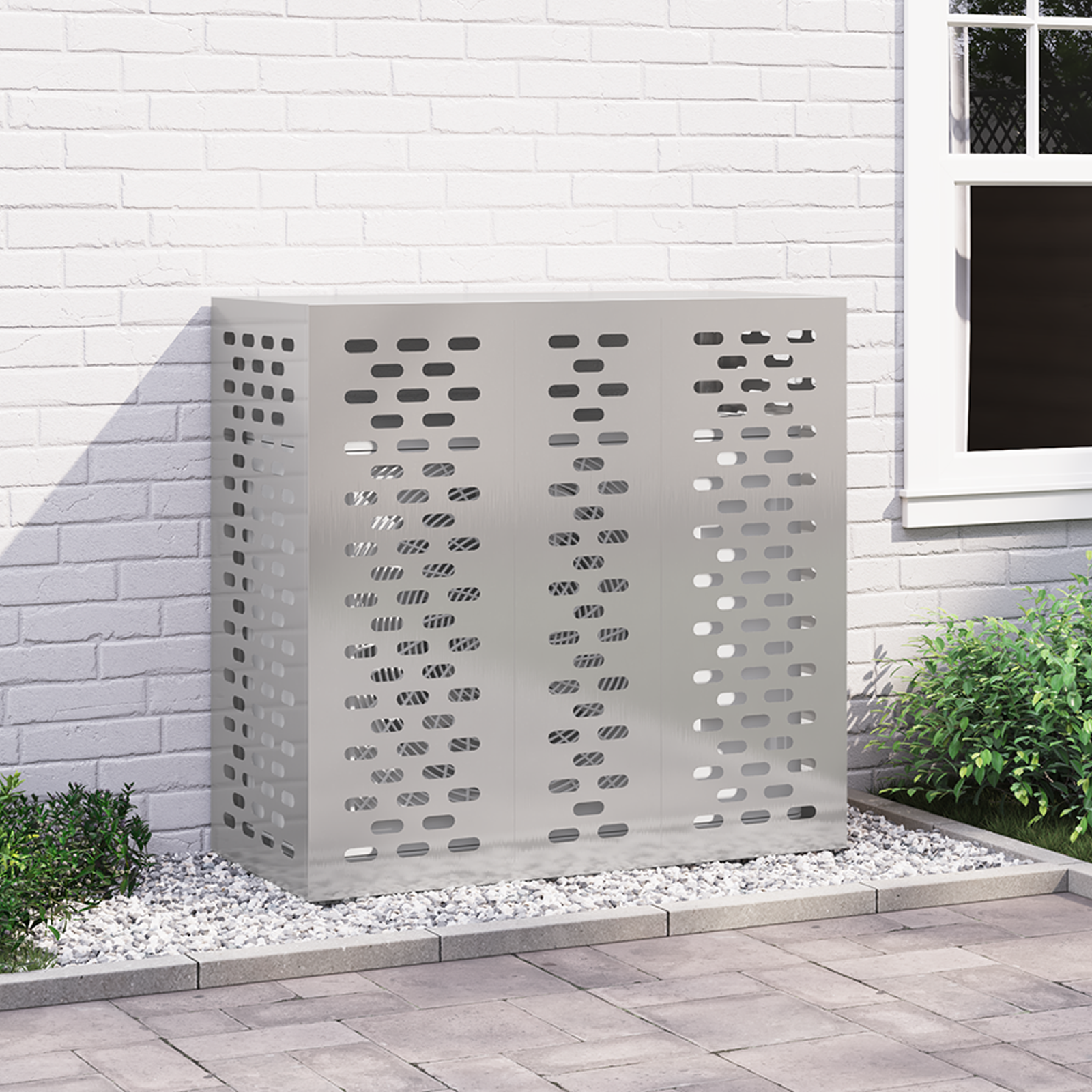 vidaXL Klimaanlagenabdeckung 110x50x105 cm Edelstahl