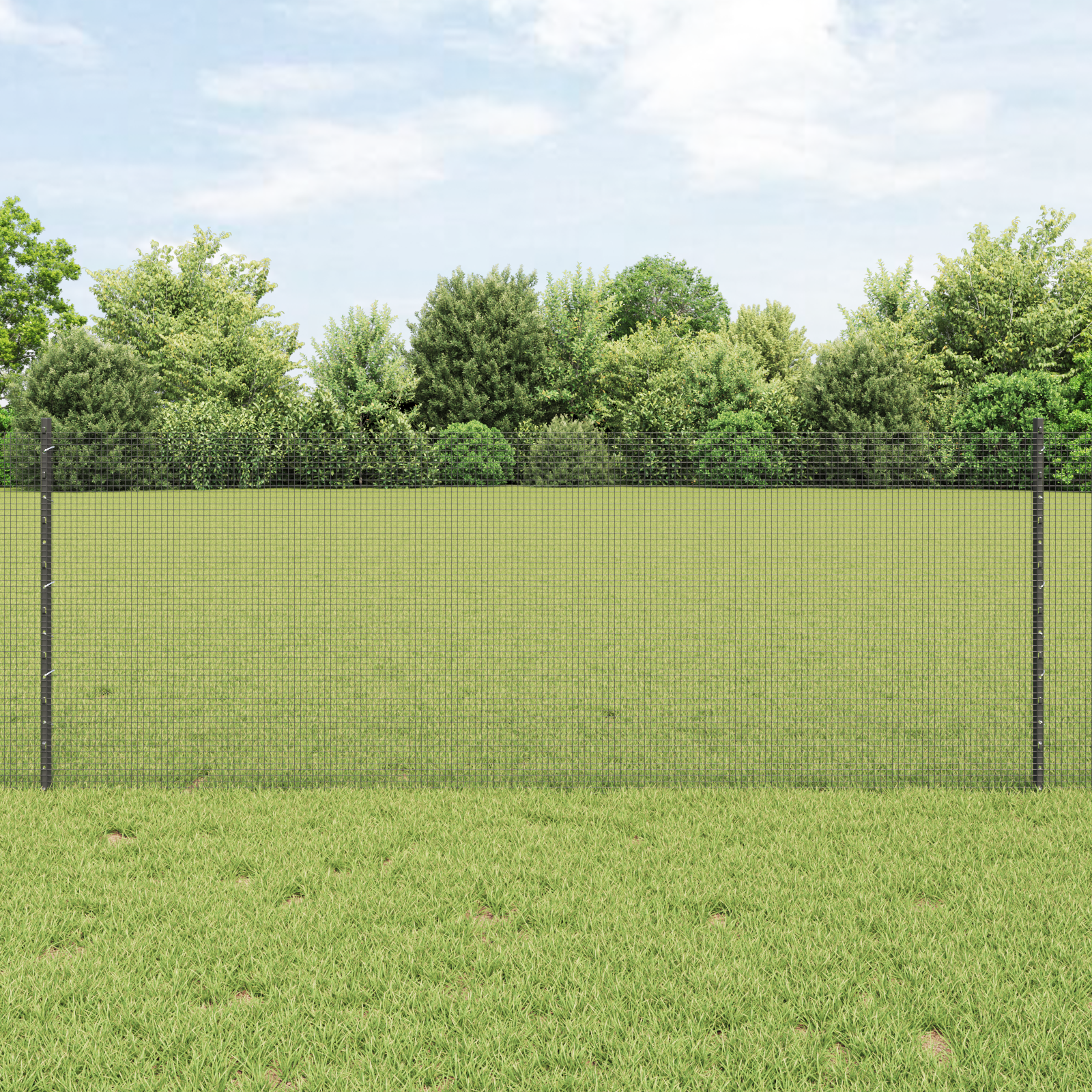 vidaXL Welded Wire Fence mit 44 U Pfosten Grau 0.8x100 m Stahl