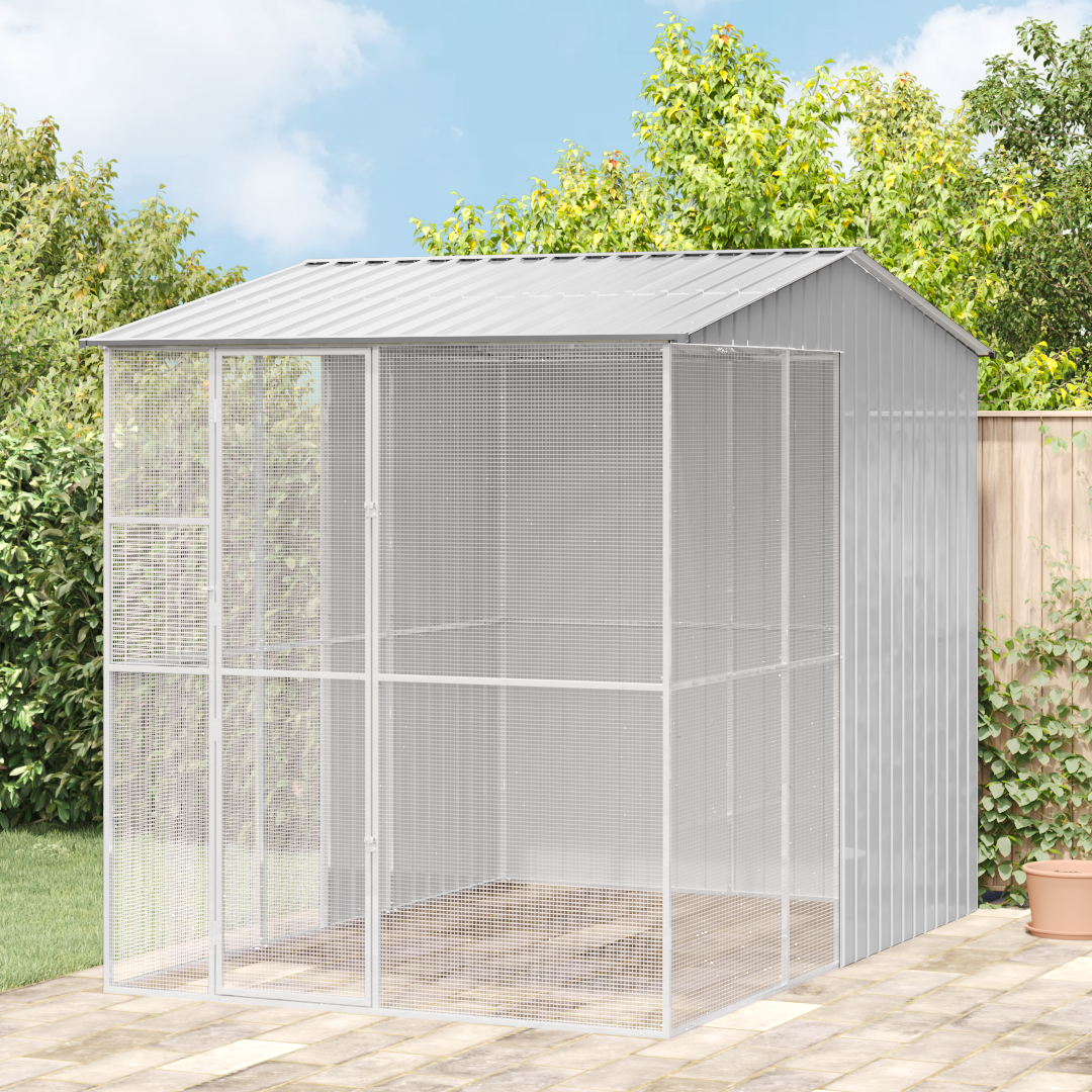 vidaXL Voliere Grau 215x310x247 cm Stahl