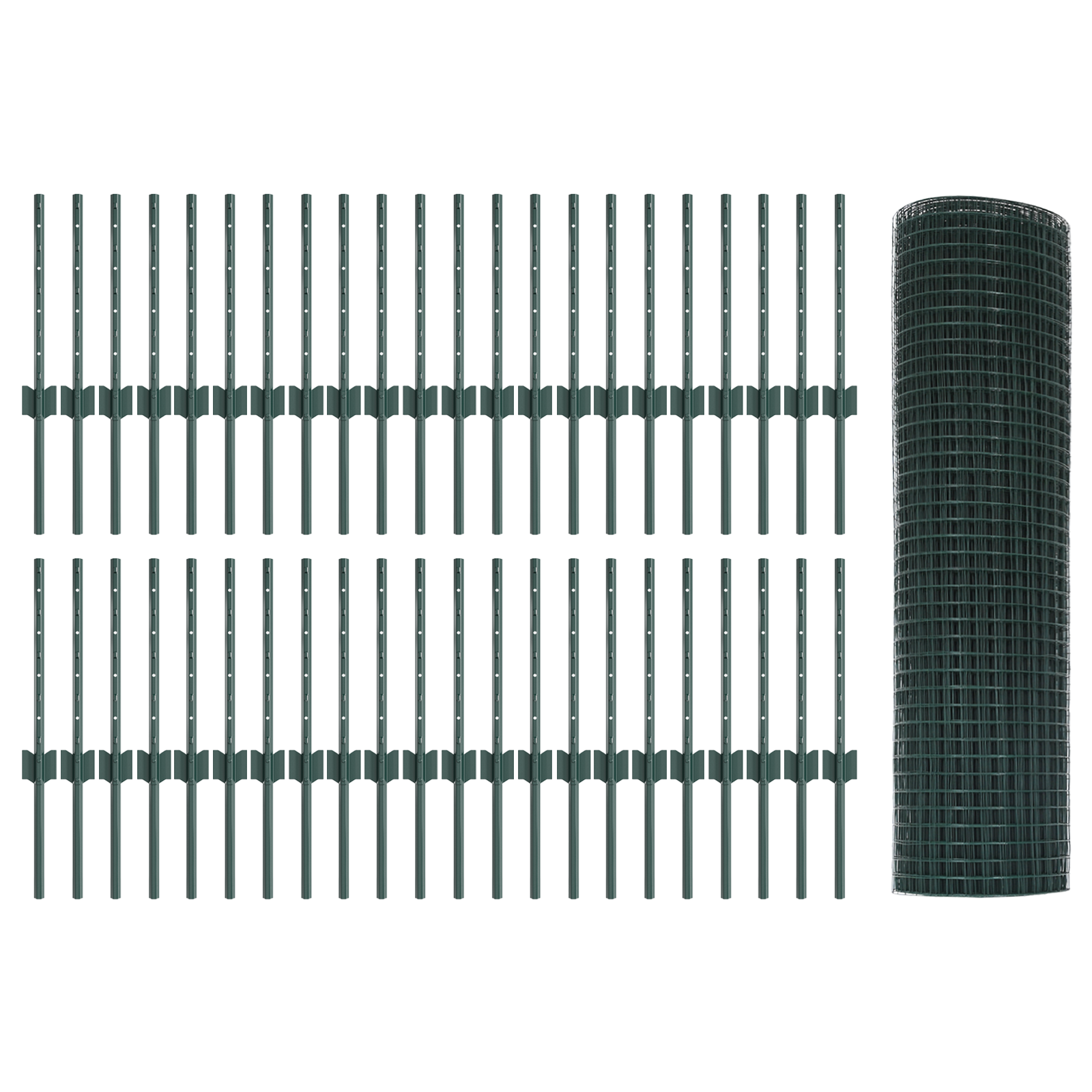 vidaXL Welded Wire Fence mit 44 U-Pfosten Grün 0,4x100 m Stahl