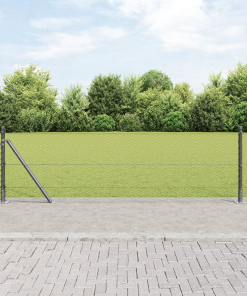 vidaXL Zaunset Set von 2 Grau Metall 25 x 0,5 m Langlebig Außenzaun