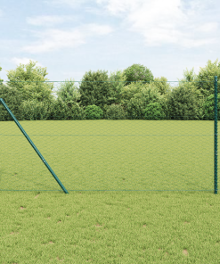 vidaXL Zaunset Set aus 2 Grün Metall 25 x 1,2 m Langlebig Außenzaun