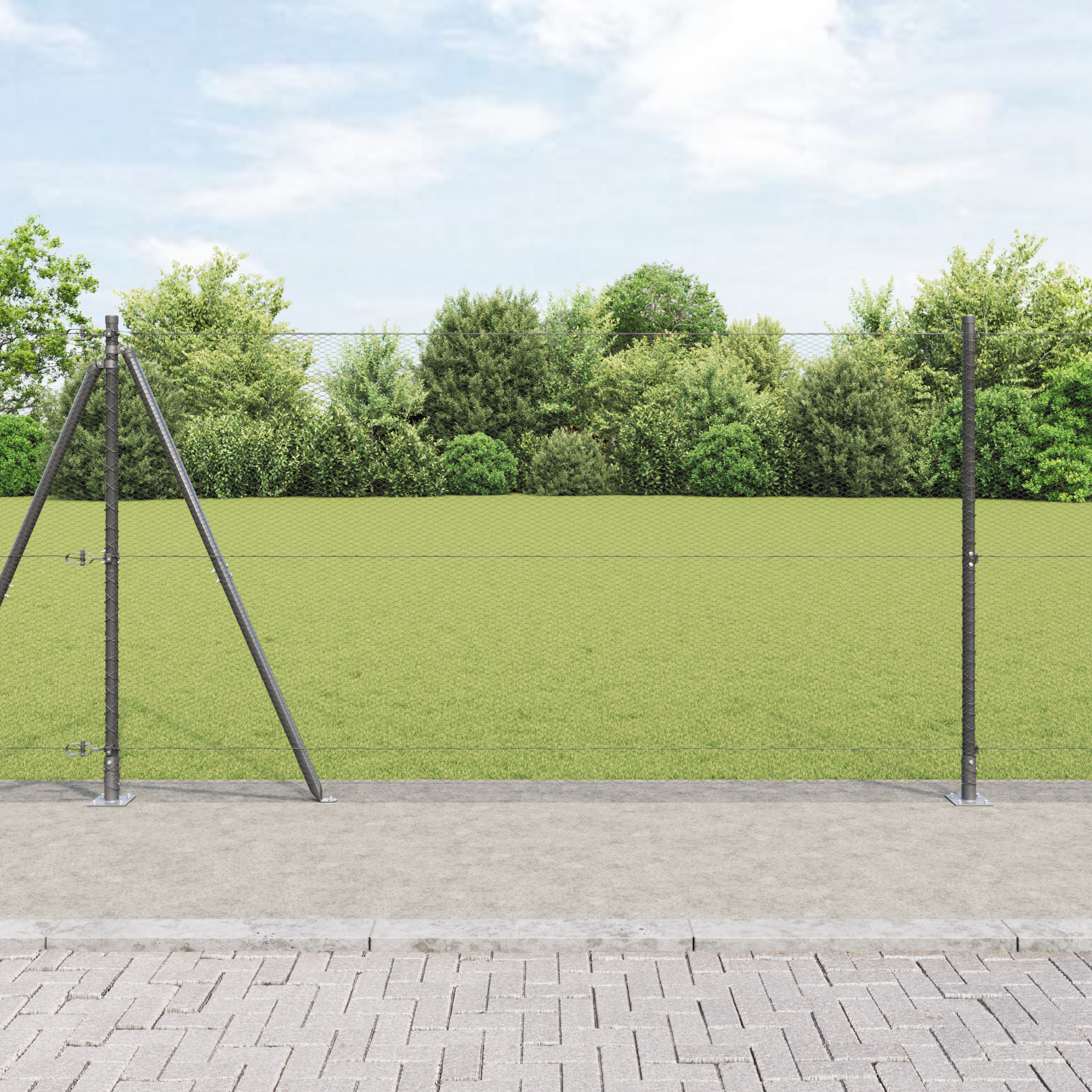 vidaXL Zaunset 2er Set Grau Stahl 25 x 1,2 m Langlebig Außenzaun