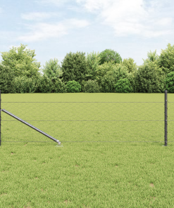 vidaXL Zäunungsset Set aus 2 Grau Pulverbeschichteter Stahl 25 x 0,5 m