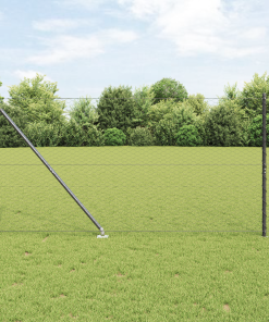 vidaXL Zaunset Set von 2 Grau Metall 25 x 1,2 m Langlebig Außenzaun