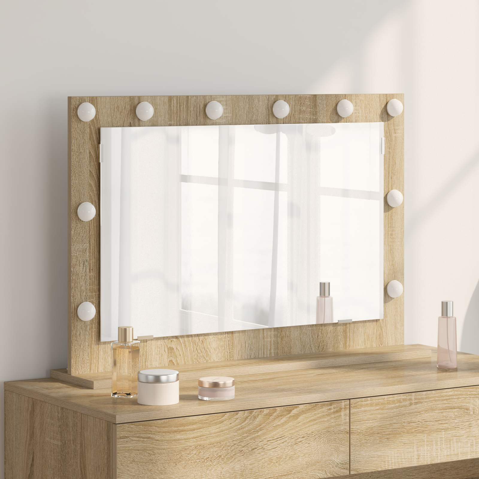 vidaXL Waschspiegel Sonoma Eiche Holzwerkstoff, Glas 80 x 55 x 18 cm