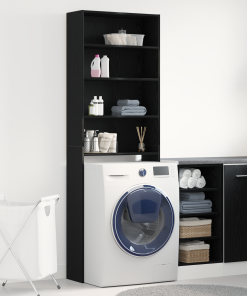 vidaXL Waschmaschinenschrank Schwarz Eiche 64x24x190 cm Holzwerkstoff