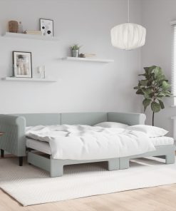 vidaXL Tagesbett Ausziehbar mit Matratzen Hellgrau 90x190 cm Samt