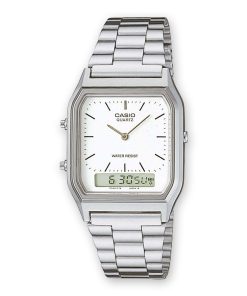 Orologio Unisex Casio AQ-230A-7DMQYES Bianco Argentato (Ø 38,5 mm) (Ø 29 mm)