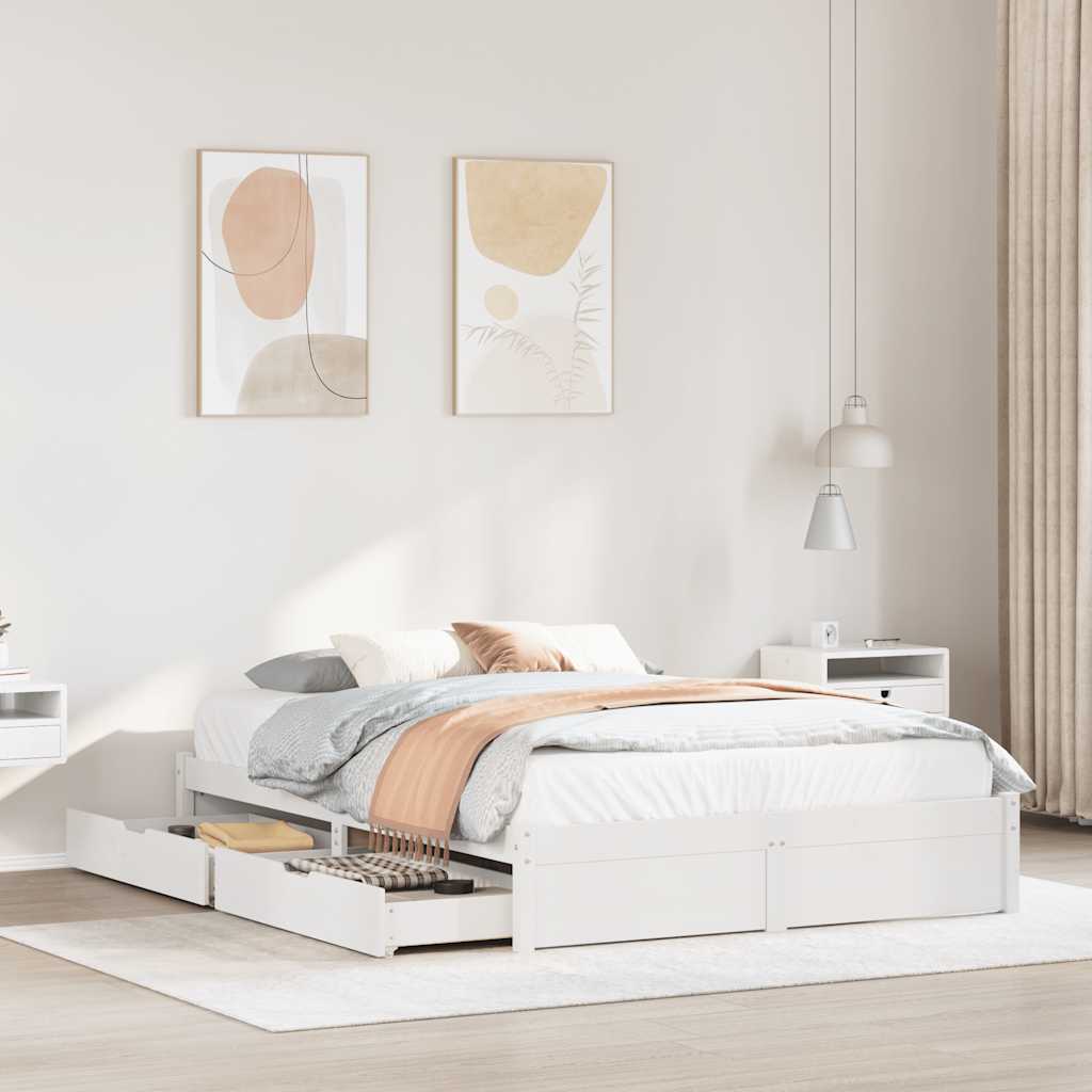 Letto Senza Materasso Bianco 120x190 Cm Legno Massello Di Pino