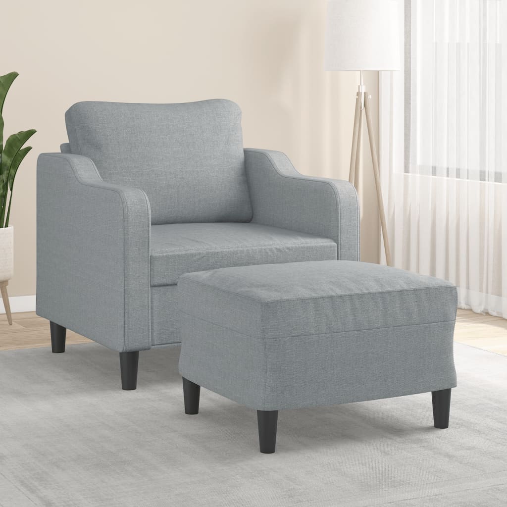 Poltrona Con Poggiapiedi Grigio Chiaro 60 Cm In Tessuto