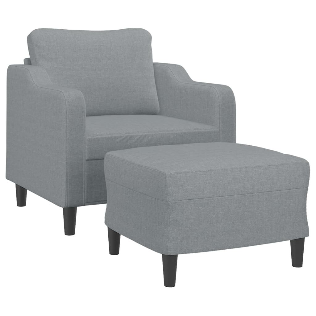 Poltrona Con Poggiapiedi Grigio Chiaro 60 Cm In Tessuto - Image 3