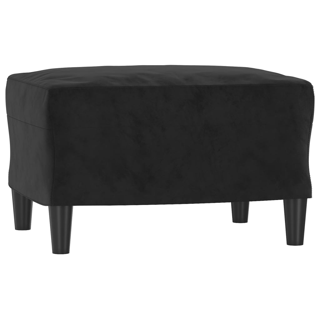 Poltrona Con Poggiapiedi Nero 60 Cm In Velluto - Image 5