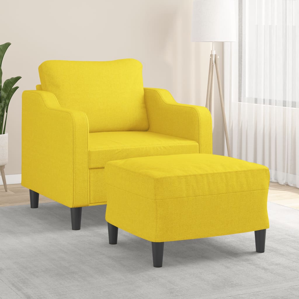 Poltrona Con Poggiapiedi Giallo Chiaro 60 Cm In Tessuto