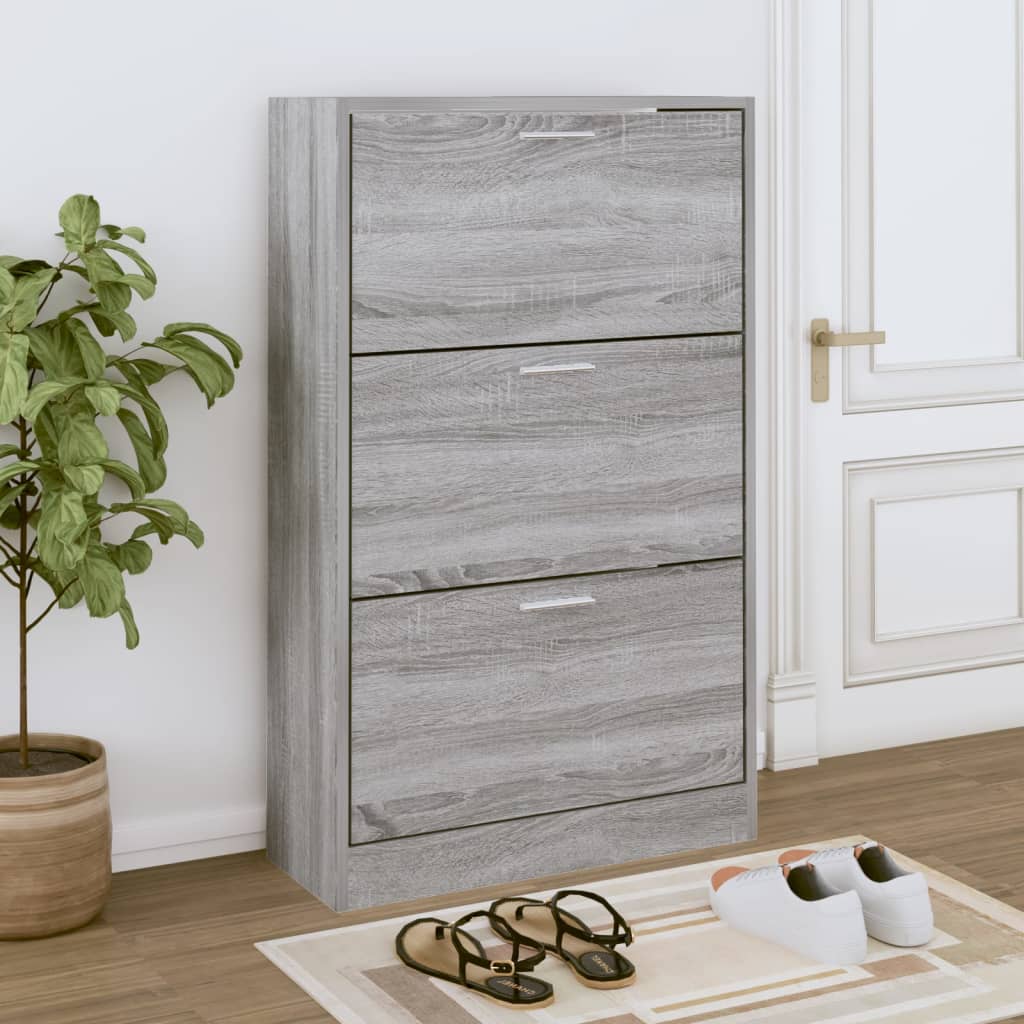 Scarpiera Grigio Sonoma 63x24x103 Cm In Legno Multistrato