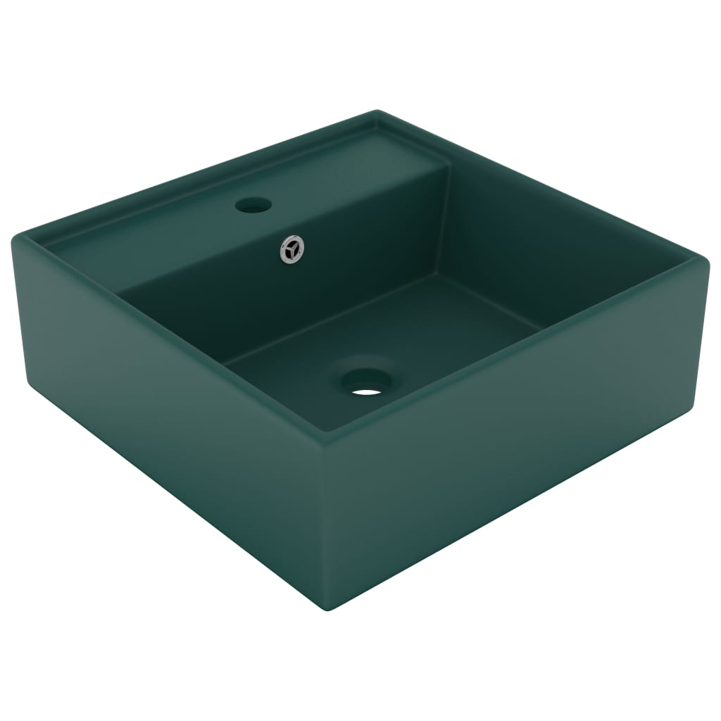 Lavabo Con Troppopieno Quadrato Verde Opaco 41x41 Cm Ceramica