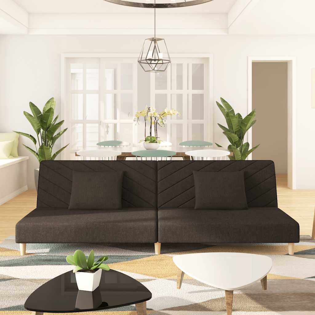 Divano Letto A 2 Posti Con 2 Cuscini Marrone In Tessuto