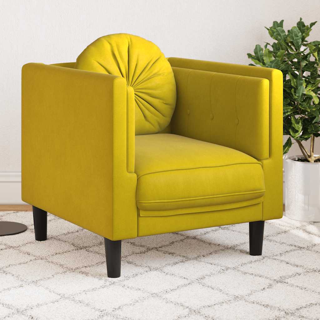 Poltrona Con Cuscino Giallo In Velluto