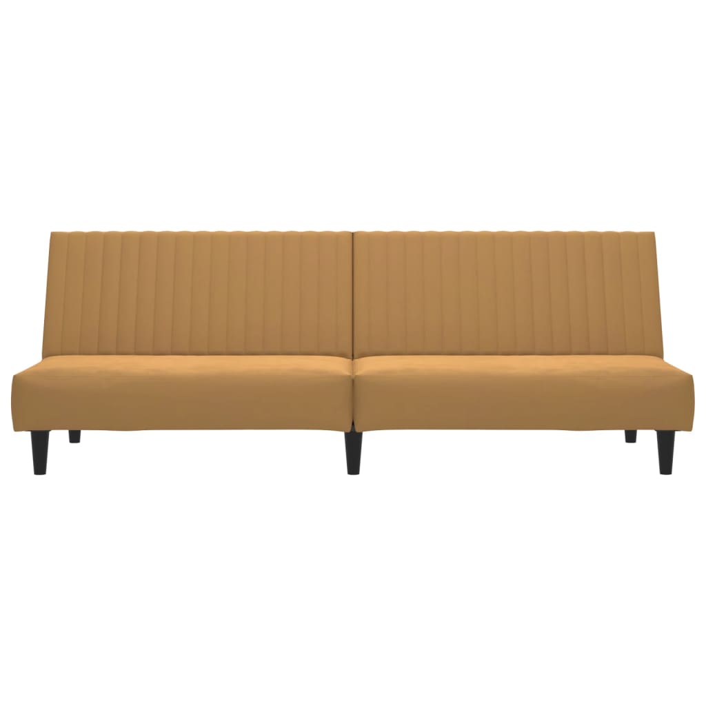 Divano Letto A 2 Posti Marrone In Velluto - Image 5