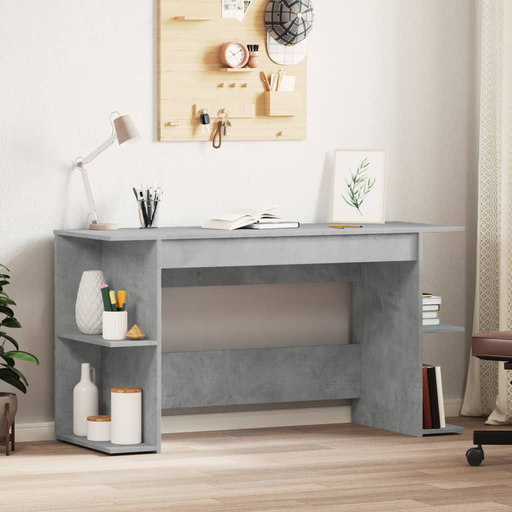 Scrivania Grigio Cemento 140x50x75 Cm In Legno Multistrato
