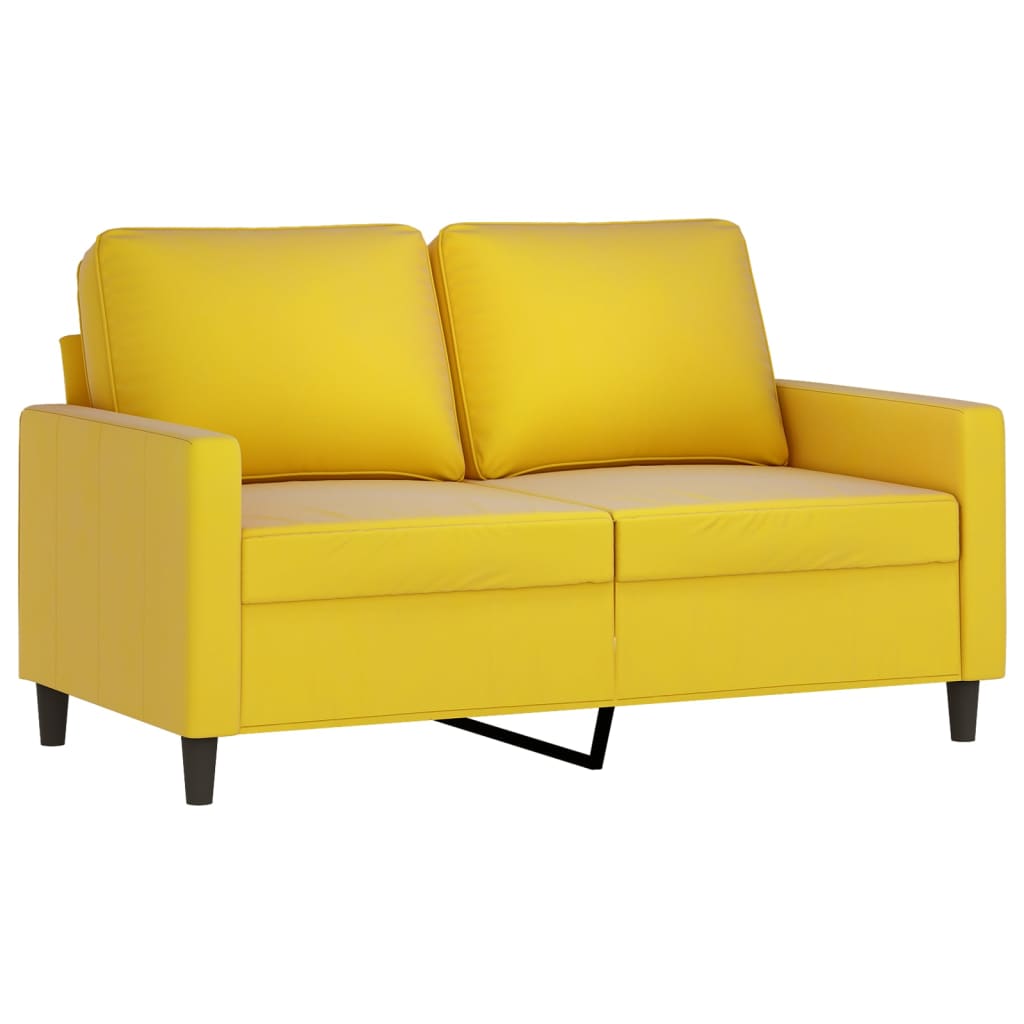 Set Di Divani 3 Pz Con Cuscini Giallo In Velluto - Image 4