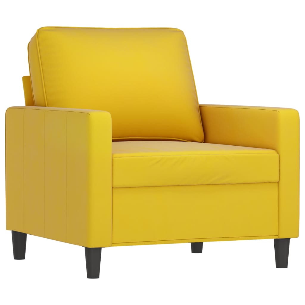 Set Di Divani 3 Pz Con Cuscini Giallo In Velluto - Image 3