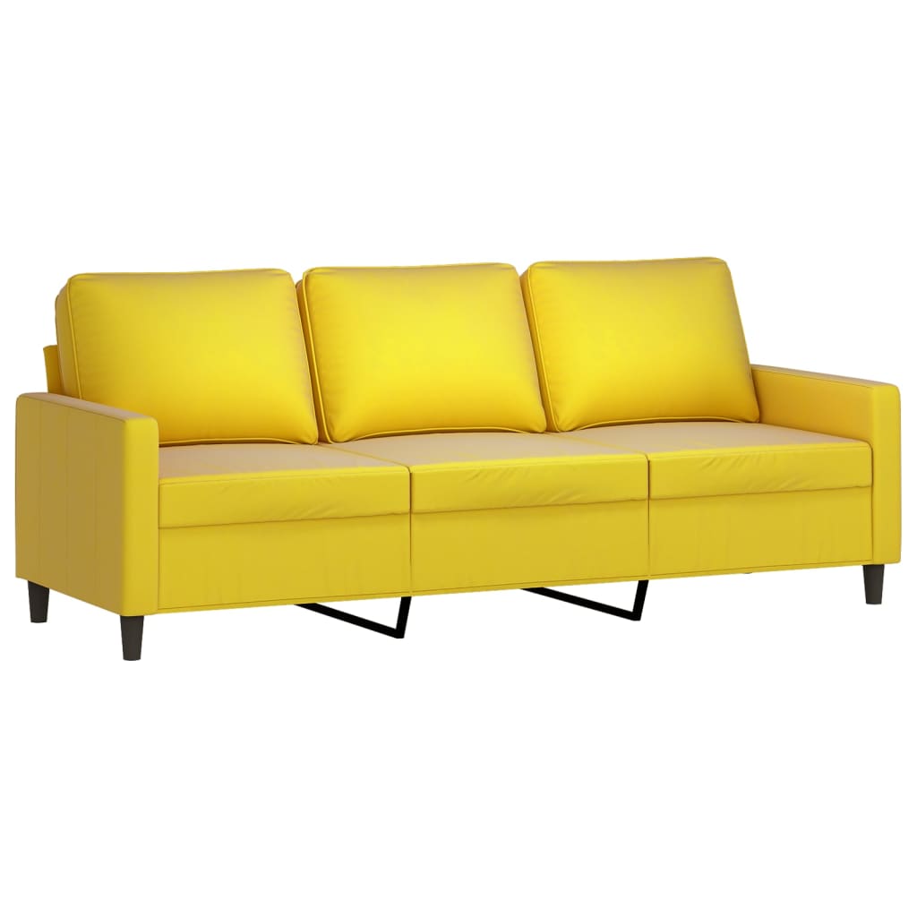 Set Di Divani 3 Pz Con Cuscini Giallo In Velluto - Image 5