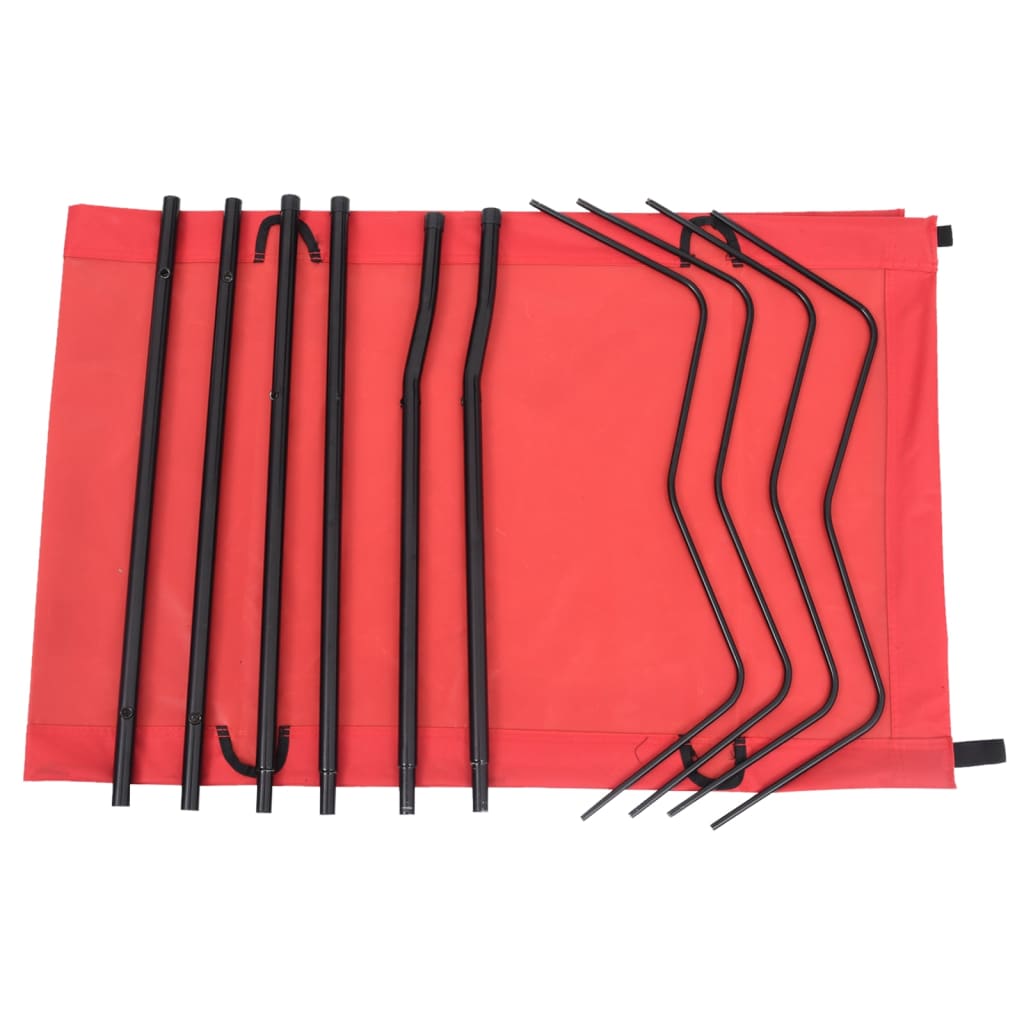 Lettini Campeggio 2pz 180x60x19cm Tessuto Oxford Acciaio Rosso - Image 4