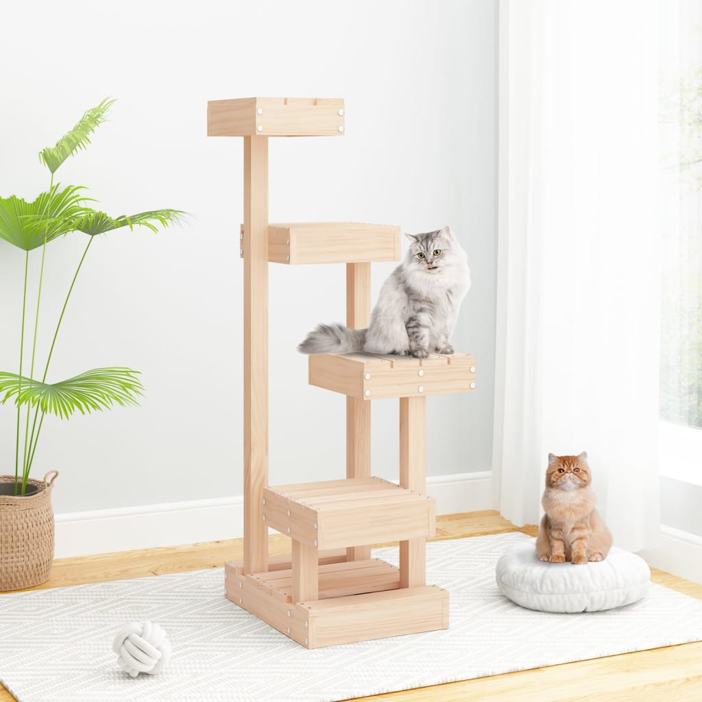 Albero Per Gatti 45,5x49x103 Cm In Legno Massello Di Pino