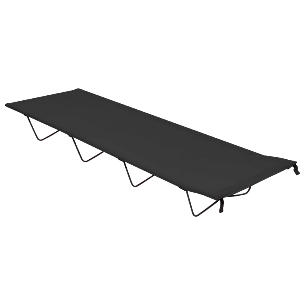 Lettino Da Campeggio 180x60x19cm Tessuto Oxford E Acciaio Nero