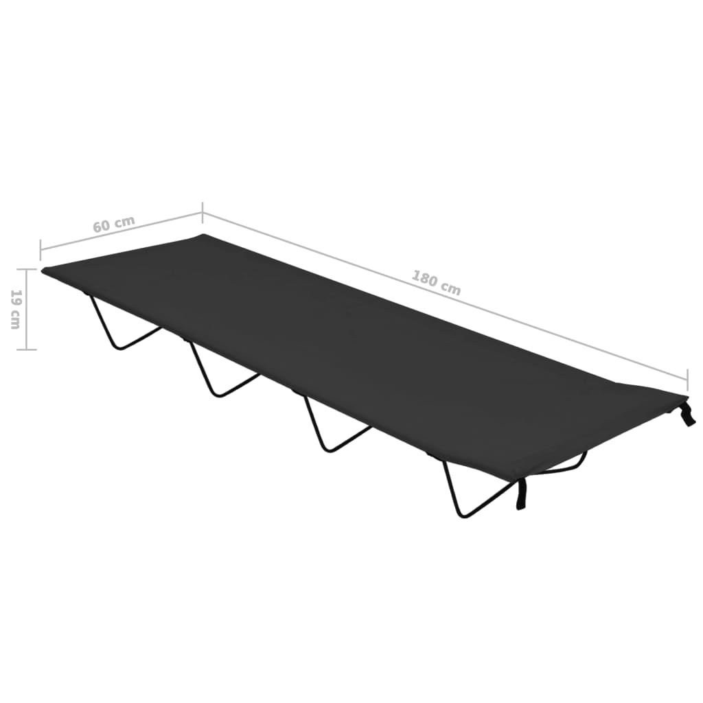 Lettino Da Campeggio 180x60x19cm Tessuto Oxford E Acciaio Nero - Image 6