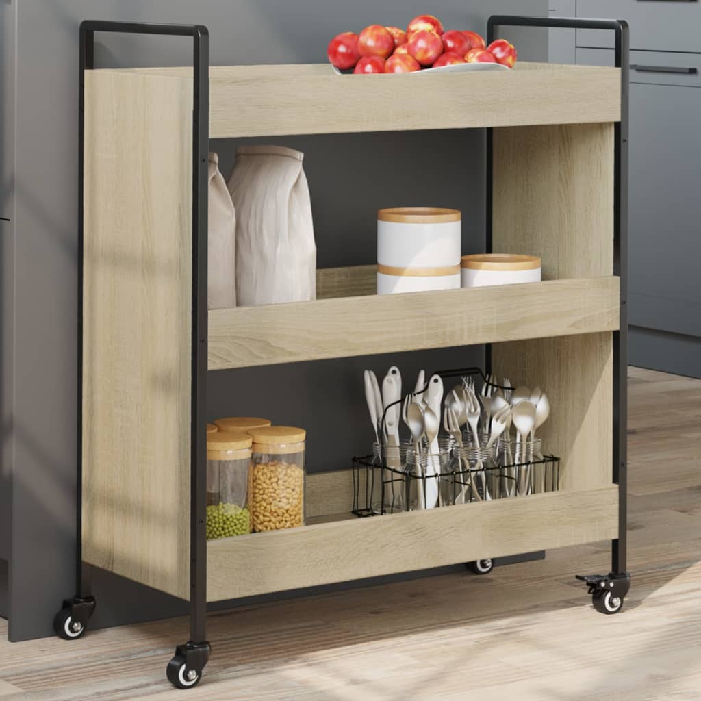 Carrello Da Cucina Rovere Sonoma 70x30x82 Cm Legno Multistrato