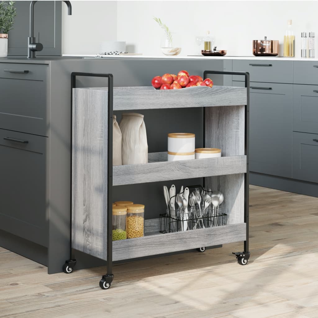 Carrello Da Cucina Grigio Sonoma 70x30x82 Cm Legno Multistrato - Image 4